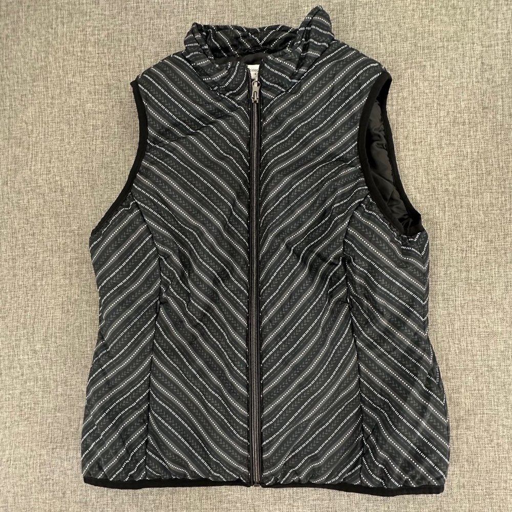 Christopher Banks Puffer Vest Jacket Zipper Petite Small Pockets‎ Black & Gray